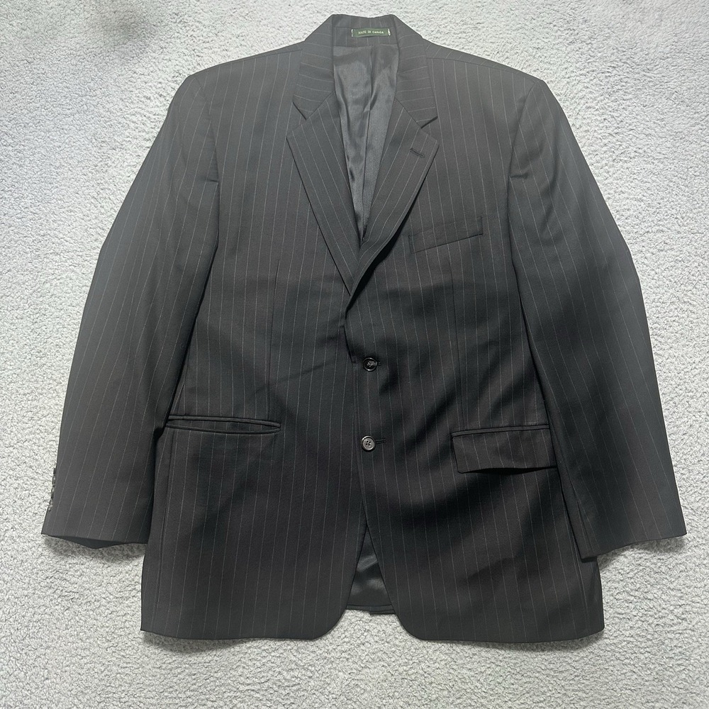 Lauren Ralph Lauren Blazer Men 44R Black Pinstripe Wool Suit Jacket Sport Coat